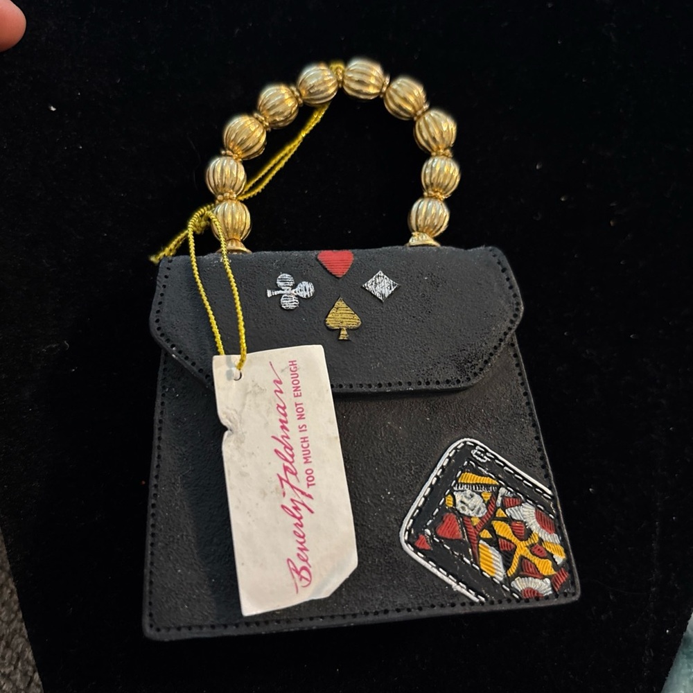 Beverly Feldman Black Bag with Gold Beaded Handle